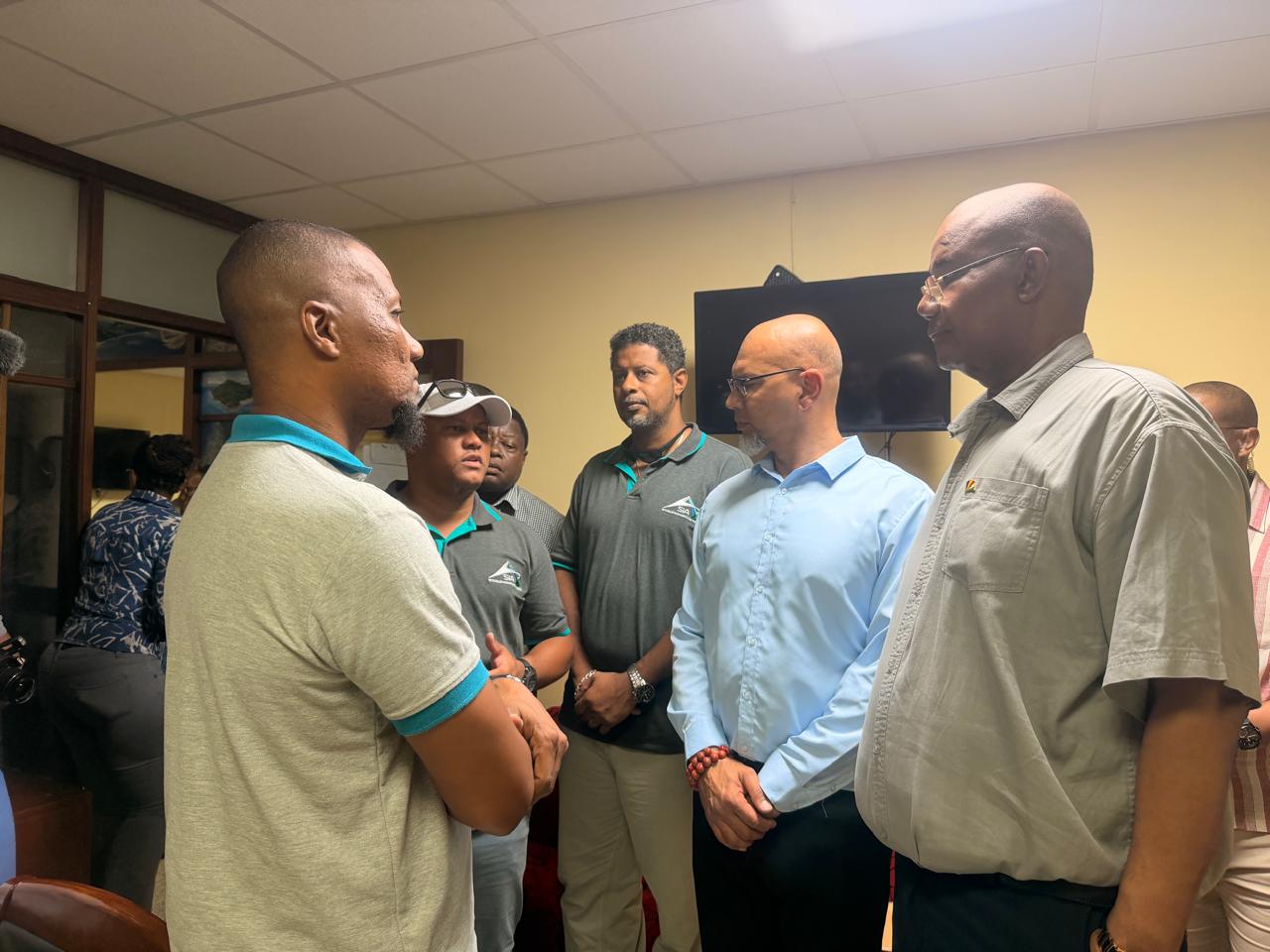 President Patrick Herminie visits Lands, Housing and Infrastructure offices on Praslin