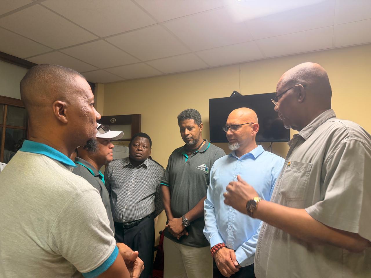 President Patrick Herminie visits Lands, Housing and Infrastructure offices on Praslin
